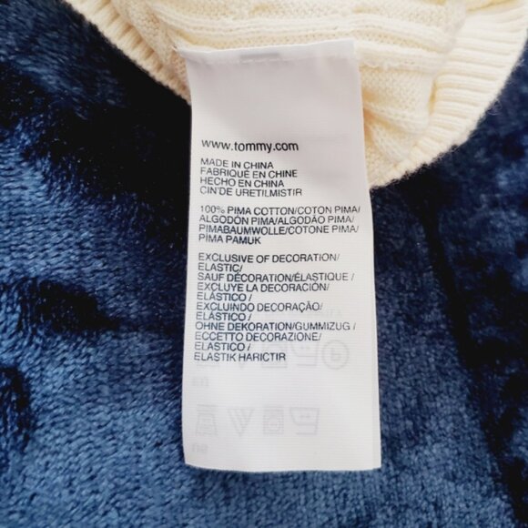 Tommy Hilfiger 100٪ Pima Cotton V Neck Cable Knit Pullover- Size M - Picture 8 of 15